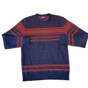 Lido Blue and Red Patterned Wool Sweater